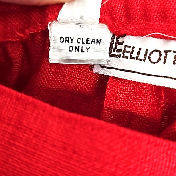 Elliot Lauren Vintage 100% Linen Midi Skirt Red Side Zip & Button Size 10 (NWT) - Picture 8 of 9